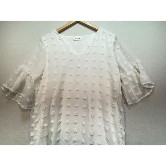 Blooming Jelly Womens Flowy Short Sleeve Shift Dress Size L White Chiffon Summer - Picture 6 of 14